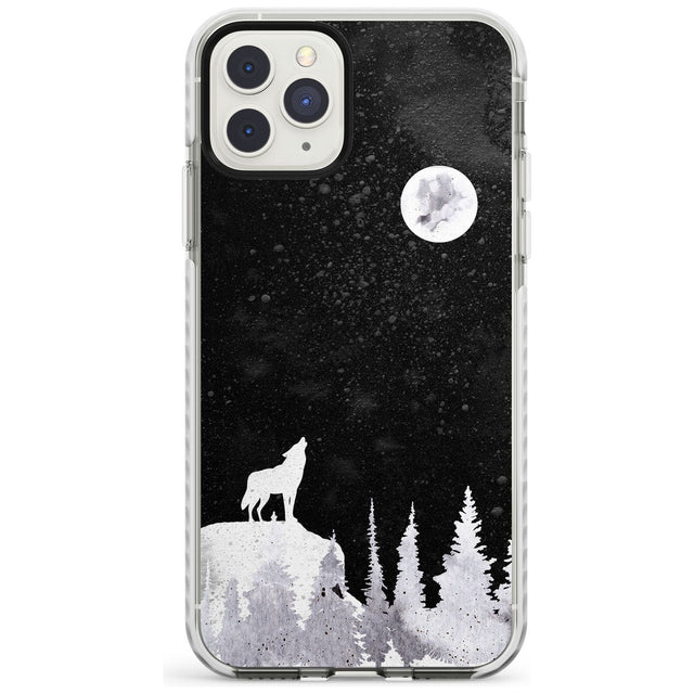 Moon Phases: Wolf & Full Moon Phone Case iPhone 11 Pro Max / Impact Case,iPhone 11 Pro / Impact Case,iPhone 12 Pro / Impact Case,iPhone 12 Pro Max / Impact Case Blanc Space