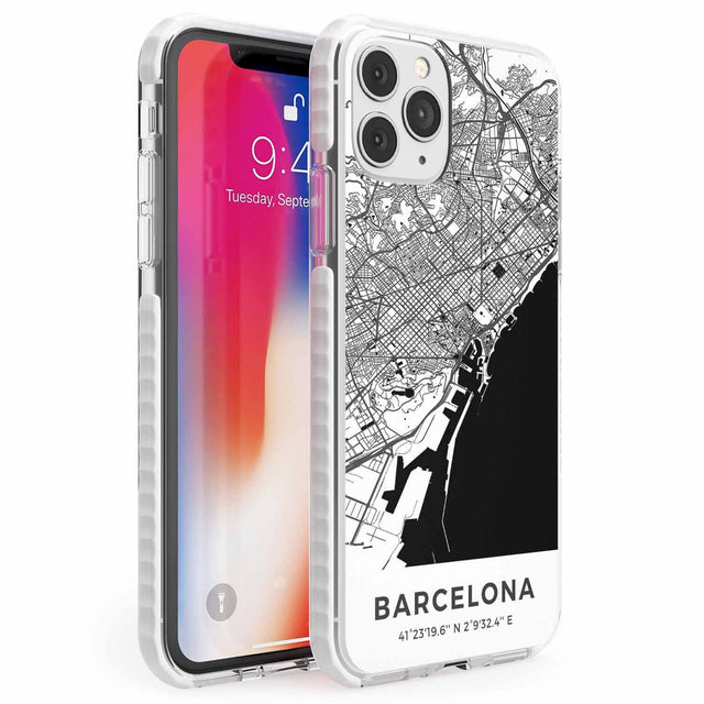 Map of Barcelona, Spain Phone Case iPhone 11 Pro Max / Impact Case,iPhone 11 Pro / Impact Case,iPhone 12 Pro / Impact Case,iPhone 12 Pro Max / Impact Case Blanc Space