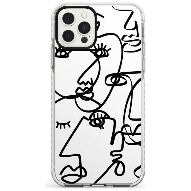 Continuous Line Faces: Black on White Slim TPU Phone Case for iPhone 11 Pro Max
