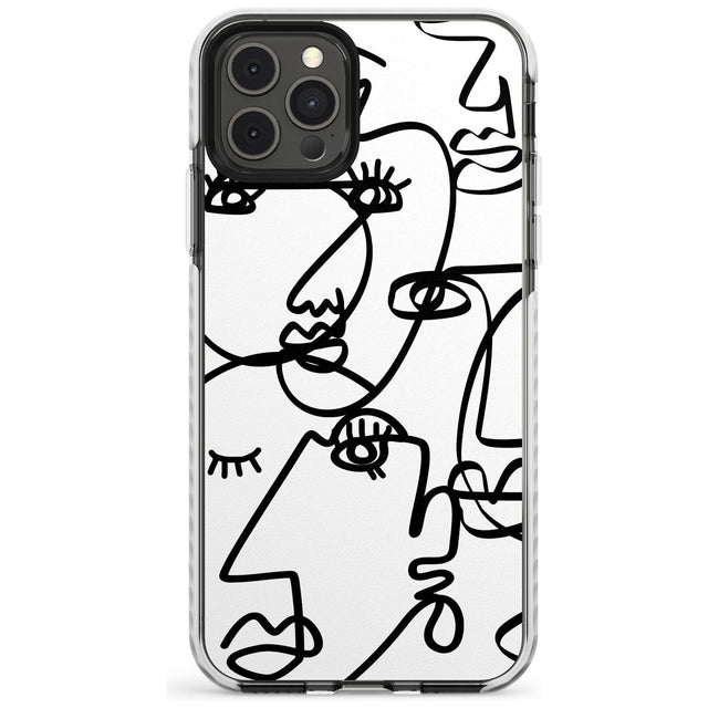 Continuous Line Faces: Black on White Slim TPU Phone Case for iPhone 11 Pro Max