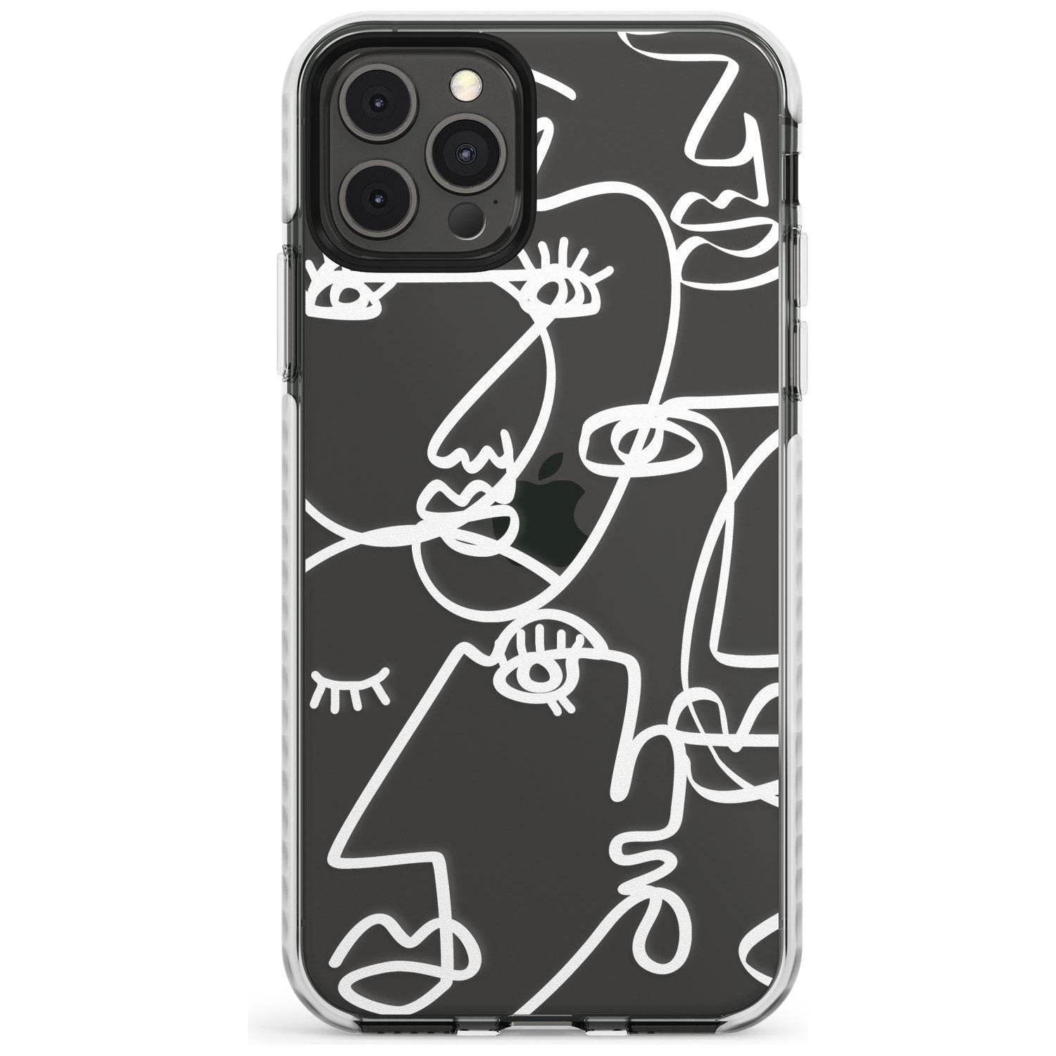 Continuous Line Faces: White on Clear Slim TPU Phone Case for iPhone 11 Pro Max