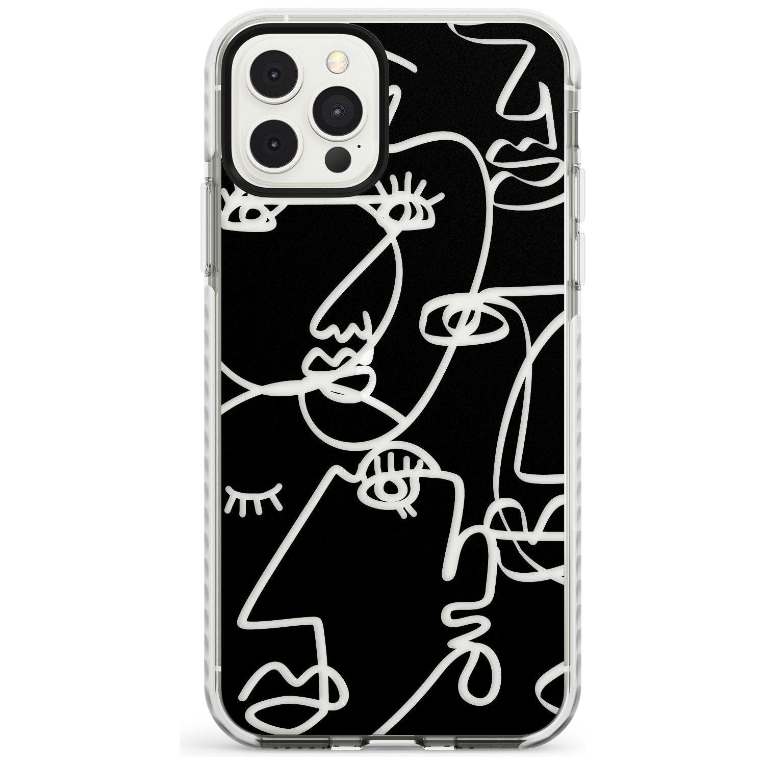 Continuous Line Faces: Clear on Black Slim TPU Phone Case for iPhone 11 Pro Max