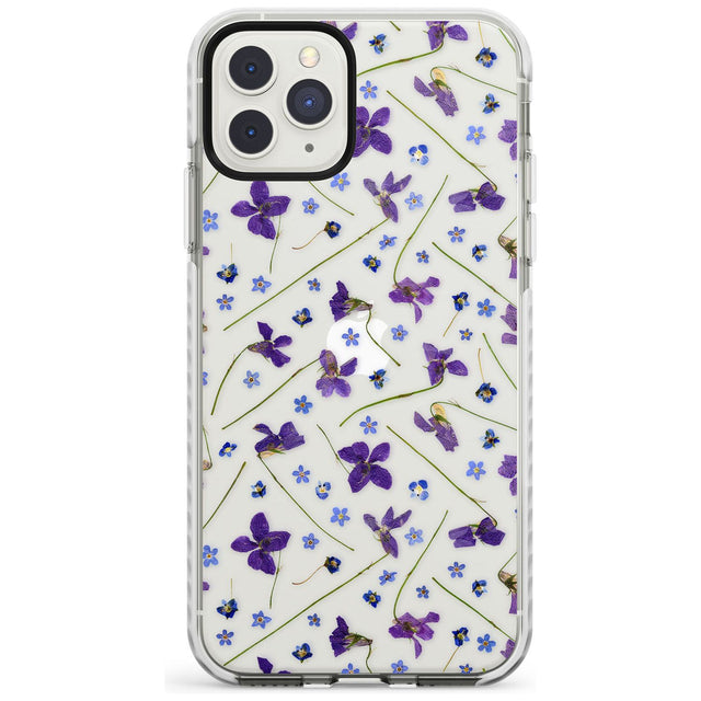 Violet & Blue Floral Pattern Design Impact Phone Case for iPhone 11 Pro Max