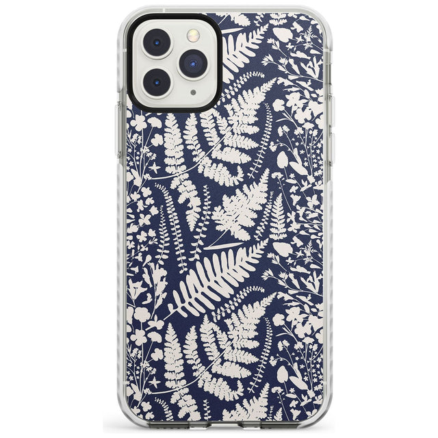 Wildflowers and Ferns on Navy Impact Phone Case for iPhone 11 Pro Max