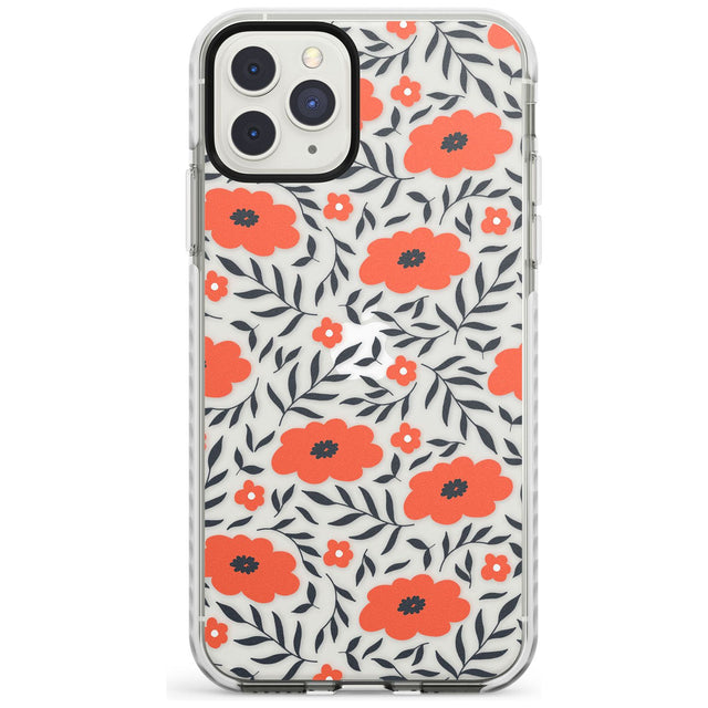 Red Poppy Transparent Floral Impact Phone Case for iPhone 11 Pro Max