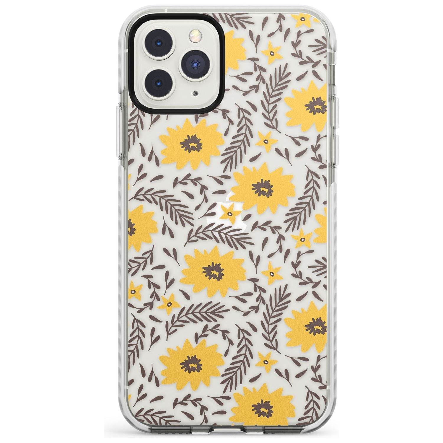 Yellow Blossoms Transparent Floral Impact Phone Case for iPhone 11 Pro Max