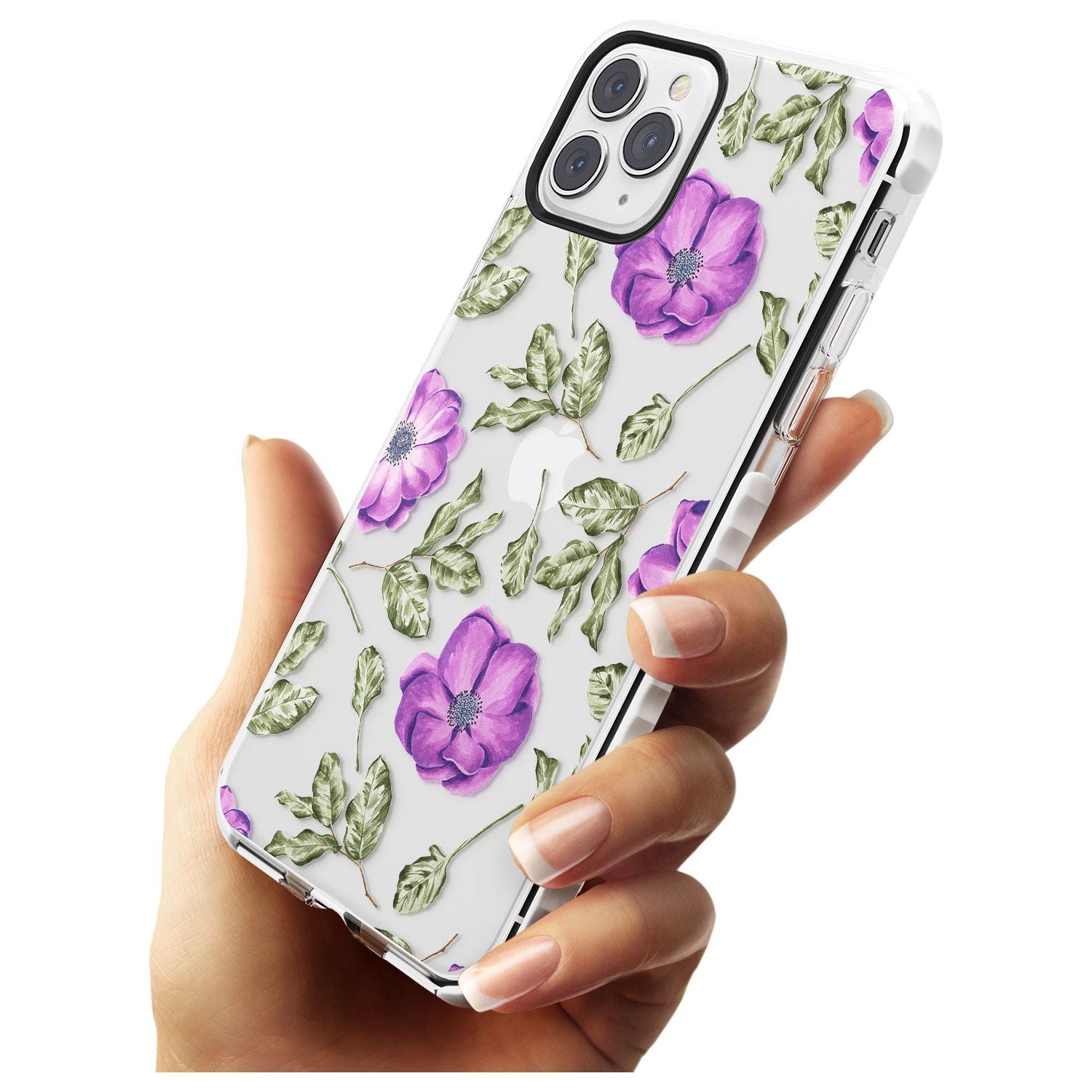 Purple Blossoms Transparent Floral Impact Phone Case for iPhone 11 Pro Max