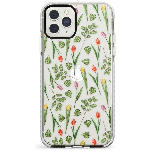 Spring Tulips Transparent Floral Impact Phone Case for iPhone 11 Pro Max