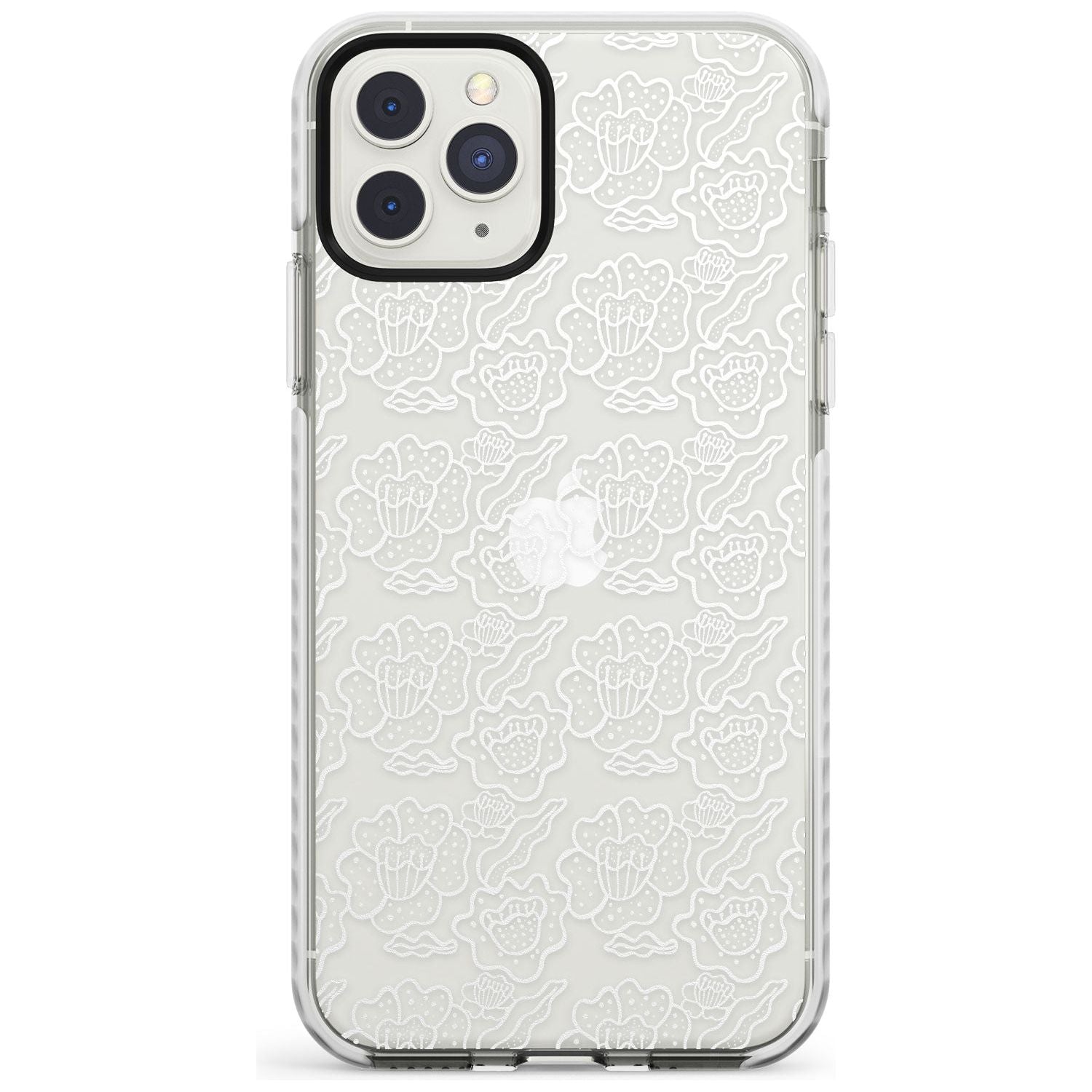 Funky Floral Patterns White on Clear Impact Phone Case for iPhone 11 Pro Max