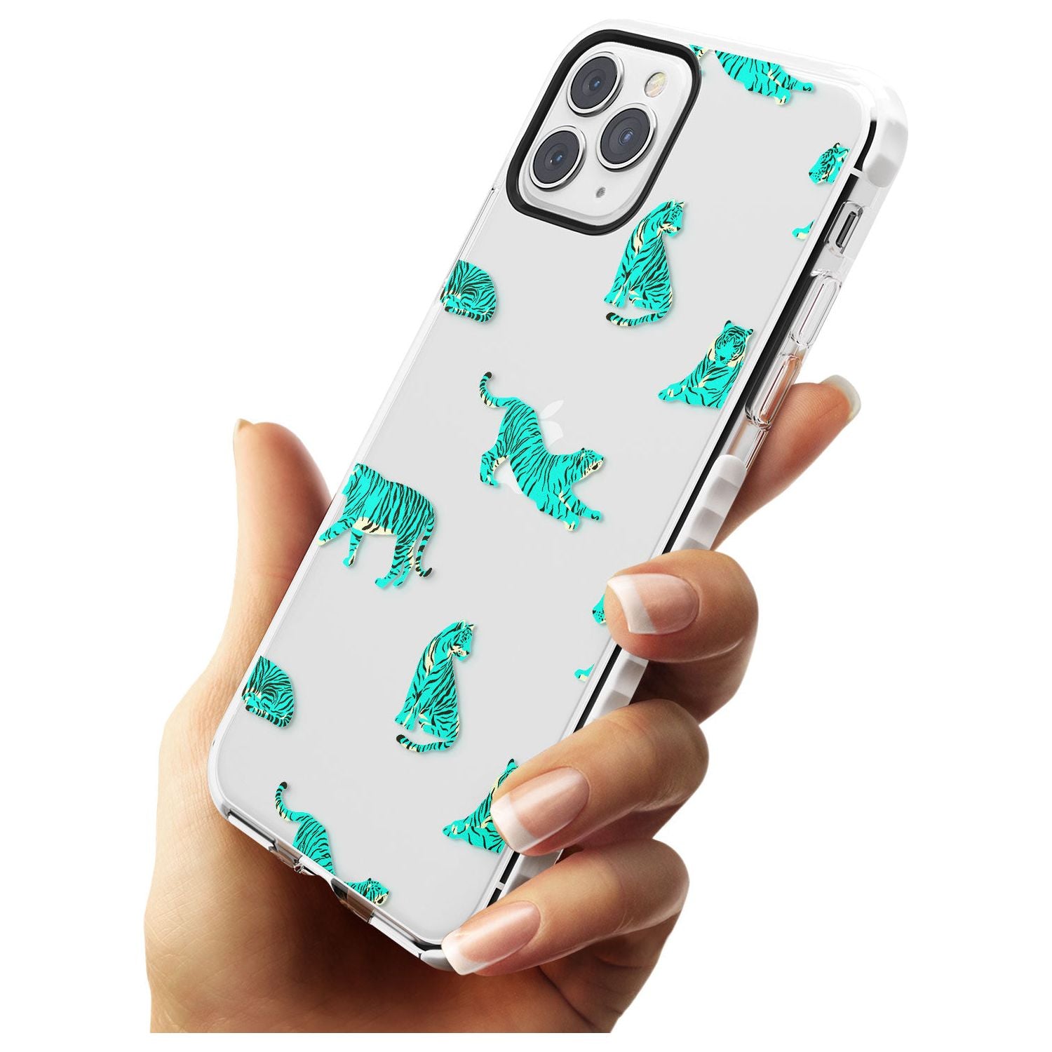 Turquoise Tiger Jungle Cat Pattern Impact Phone Case for iPhone 11 Pro Max