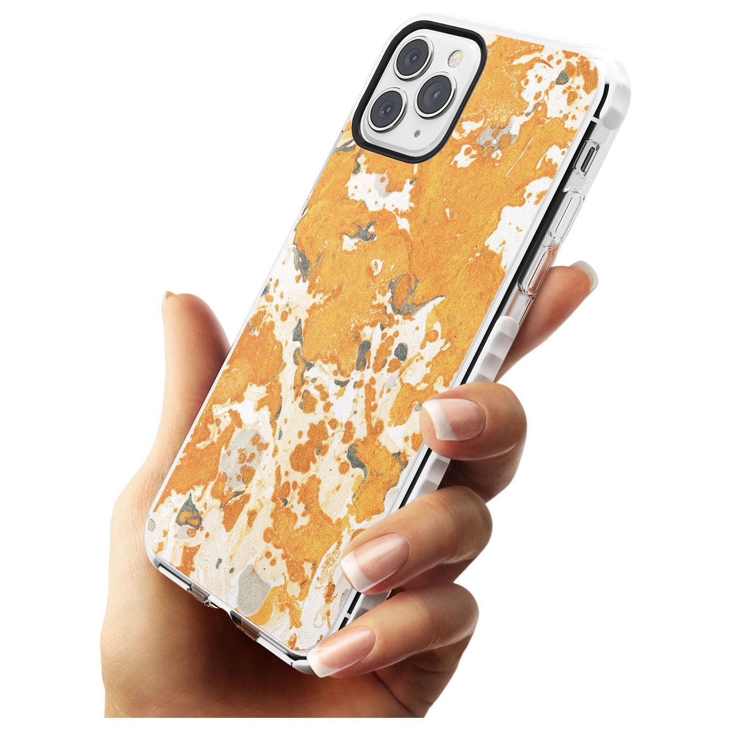 Orange Marbled Paper Pattern Impact Phone Case for iPhone 11 Pro Max