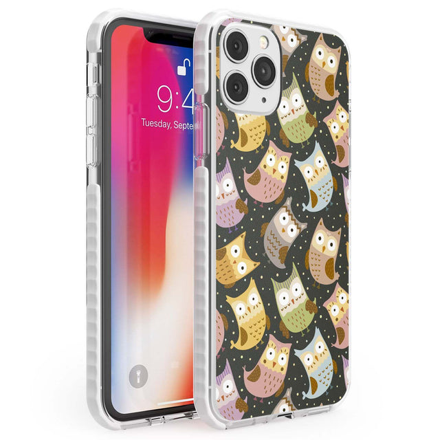 Cute Owl Pattern Phone Case iPhone 12 Pro Max / Impact Case,iPhone 12 Pro / Impact Case,iPhone 11 Pro Max / Impact Case,iPhone 11 Pro / Impact Case Blanc Space