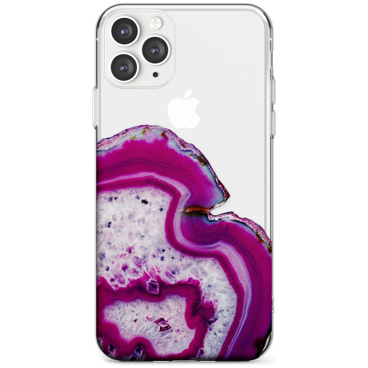Violet & White Swirl Agate Crystal Clear Design Slim TPU Phone Case for iPhone 11 Pro Max