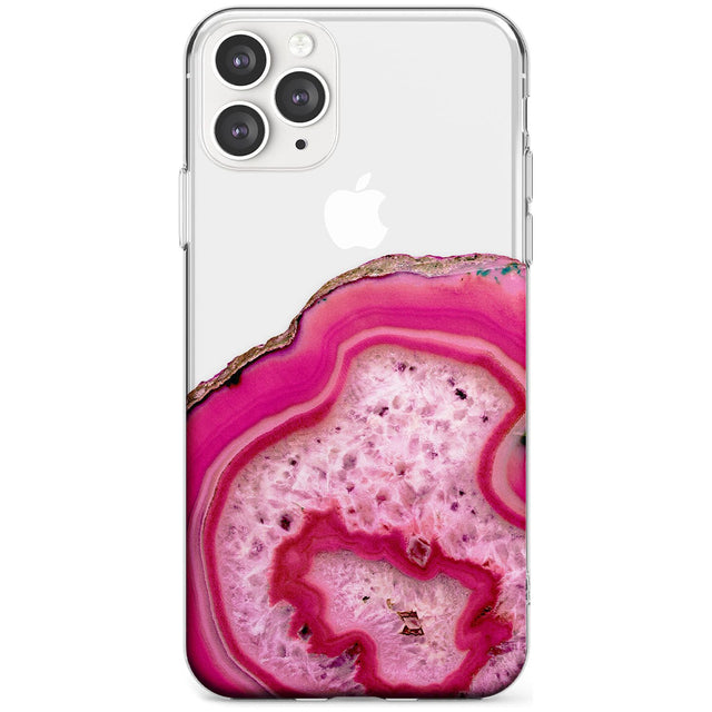Bright Pink Gemstone Crystal Clear Design Slim TPU Phone Case for iPhone 11 Pro Max
