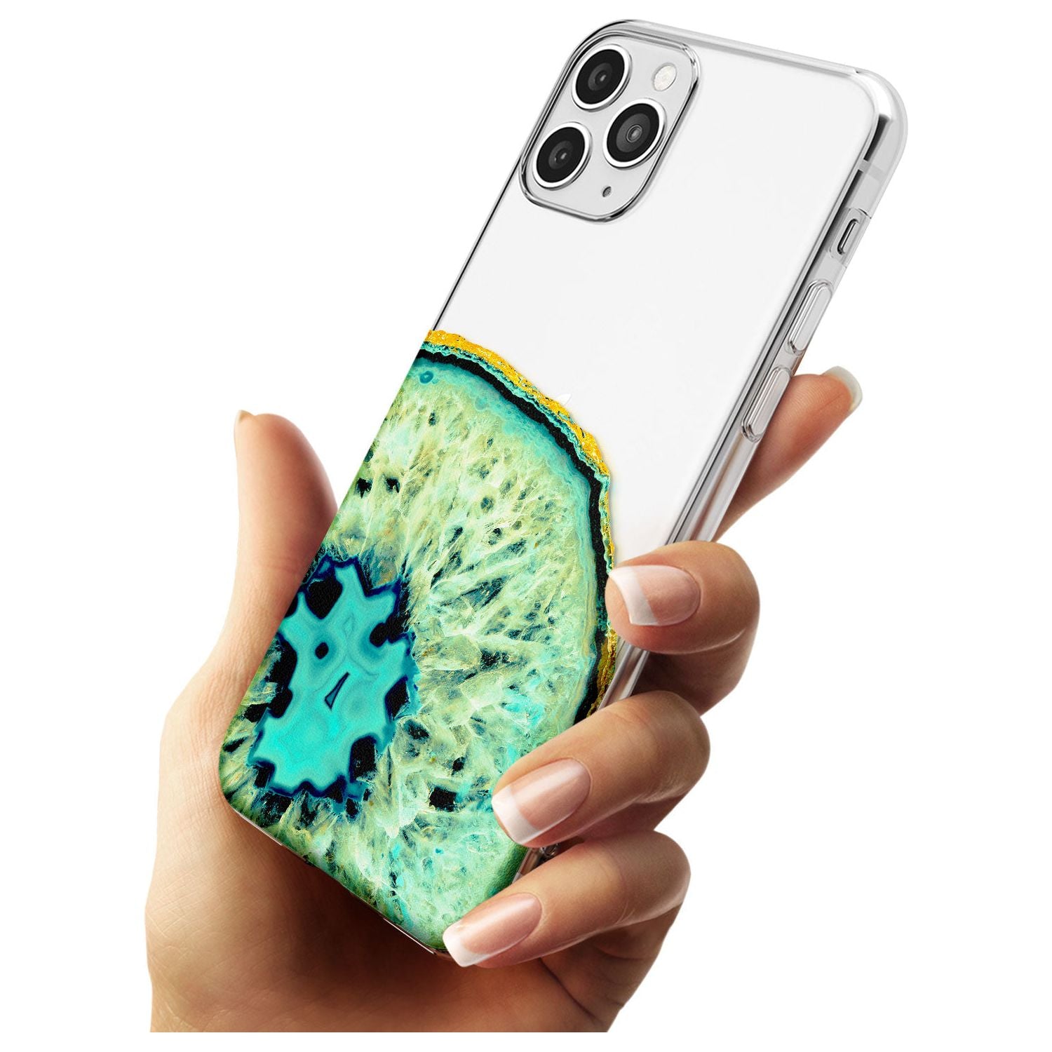 Turquoise & Green Gemstone Crystal Clear Design Slim TPU Phone Case for iPhone 11 Pro Max