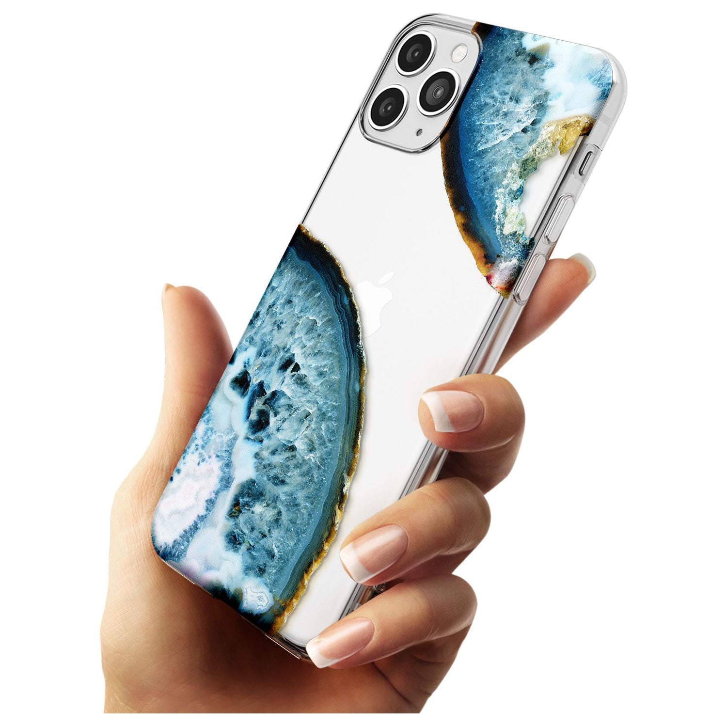 Blue, White & Yellow Agate Gemstone Slim TPU Phone Case for iPhone 11 Pro Max