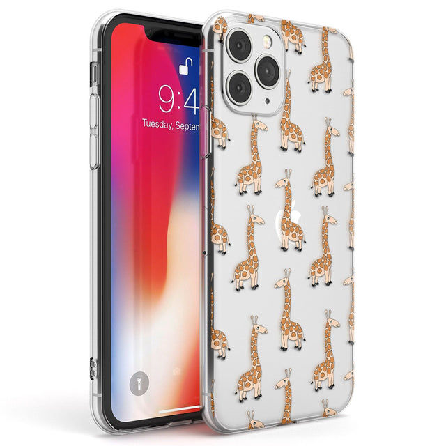 Cute Giraffe Pattern Clear Phone Case iPhone 11 Pro Max / Clear Case,iPhone 11 Pro / Clear Case,iPhone 12 Pro Max / Clear Case,iPhone 12 Pro / Clear Case Blanc Space
