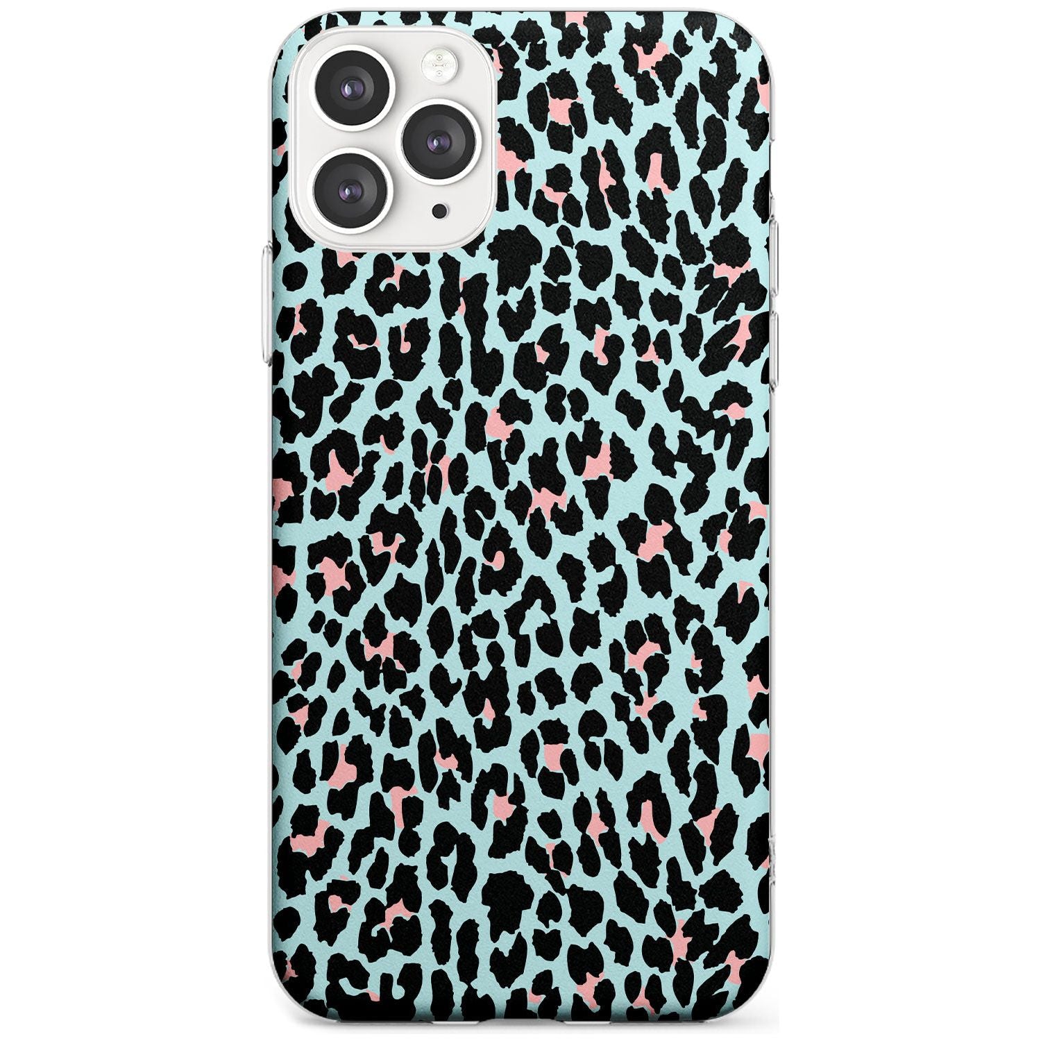 Light Pink on Blue Leopard Print Pattern Slim TPU Phone Case for iPhone 11 Pro Max