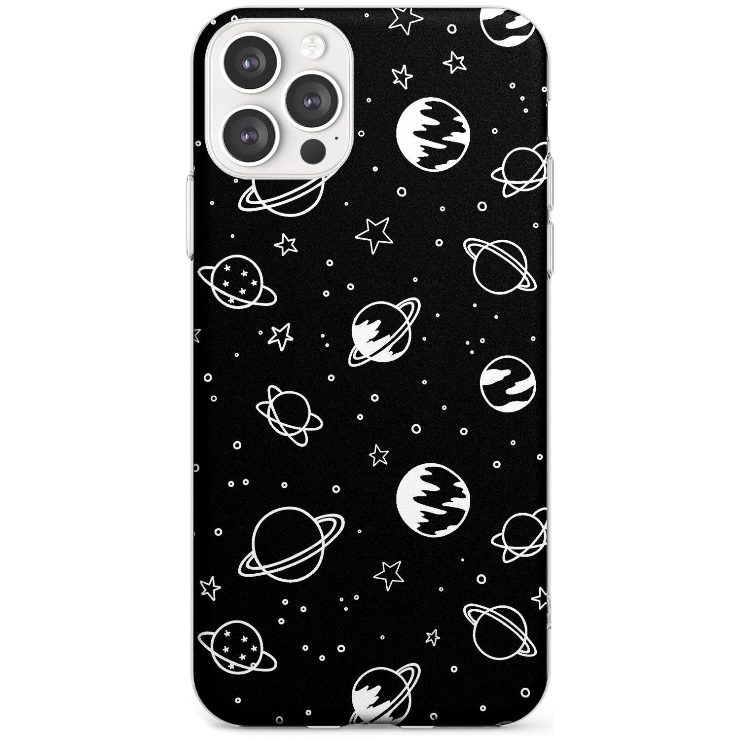 Outer Space Outlines: White on Black Black Impact Phone Case for iPhone 11 Pro Max