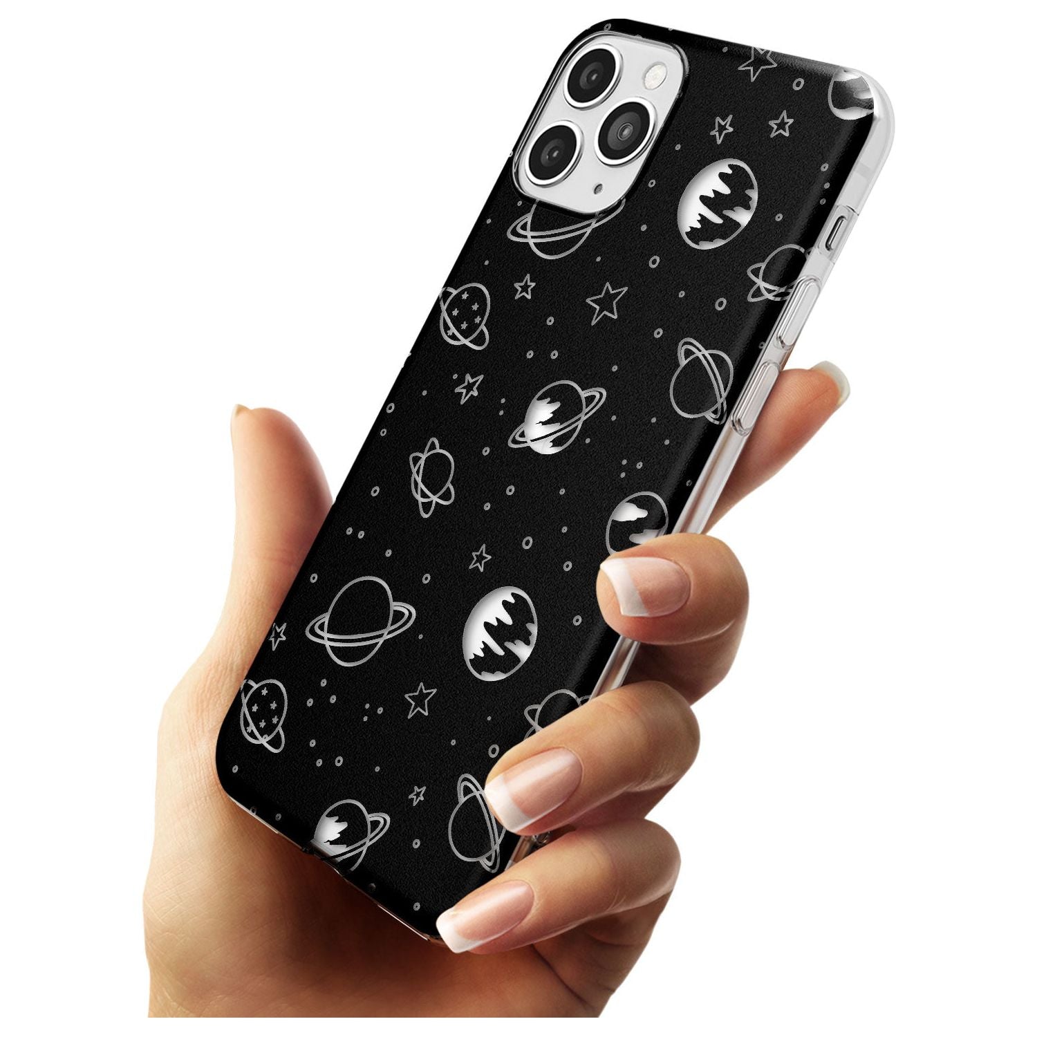 Outer Space Outlines: Clear on Black Black Impact Phone Case for iPhone 11 Pro Max