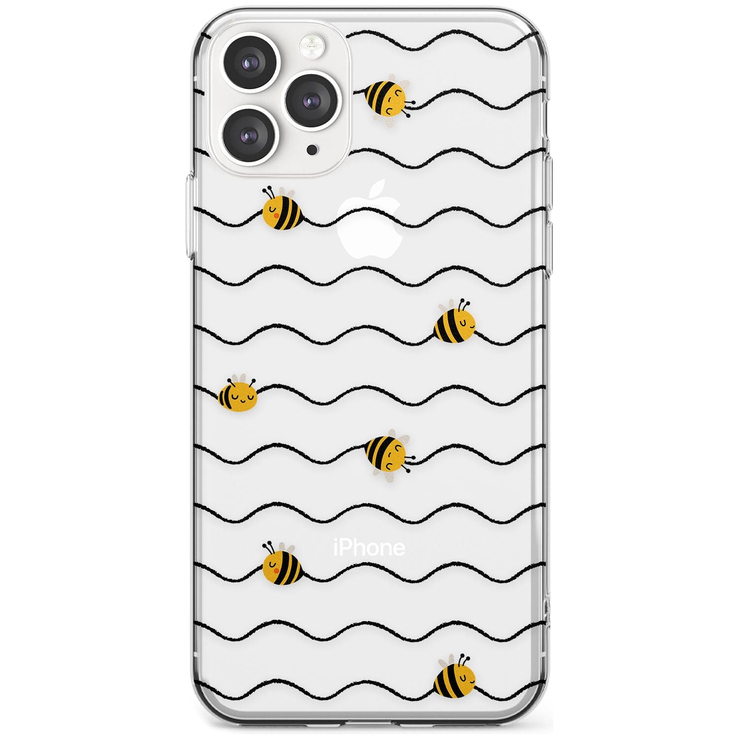 Sweet as Honey Patterns: Bees & Stripes (Clear) Slim TPU Phone Case for iPhone 11 Pro Max