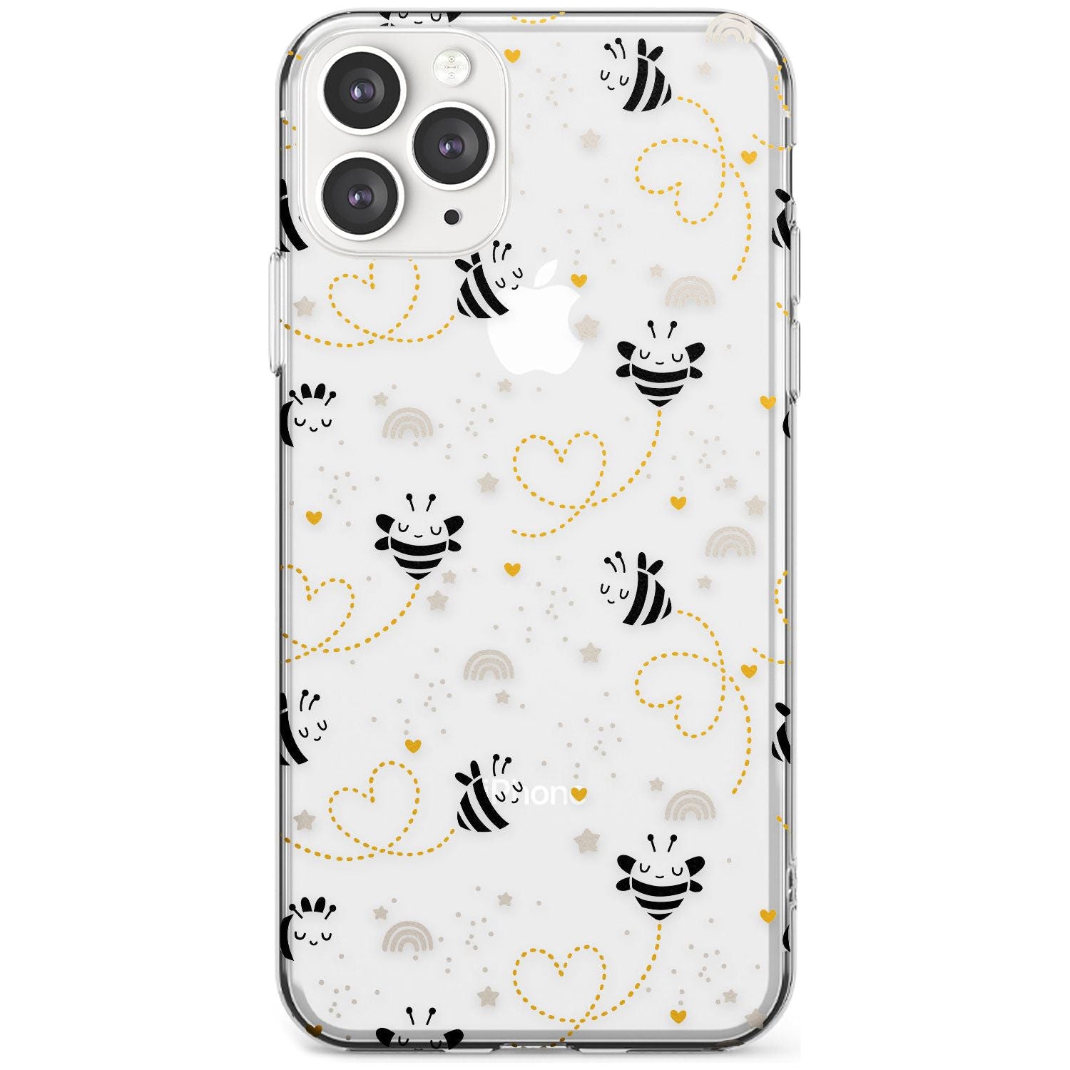 Sweet as Honey Patterns: Bees & Hearts (Clear) Slim TPU Phone Case for iPhone 11 Pro Max