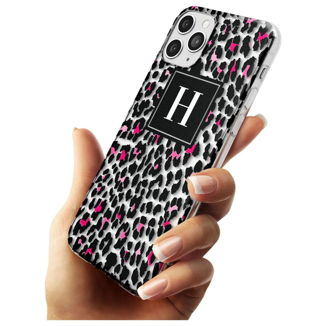 Customised Pink Monogram Leopard Spots Slim TPU Phone Case for iPhone 11 Pro Max