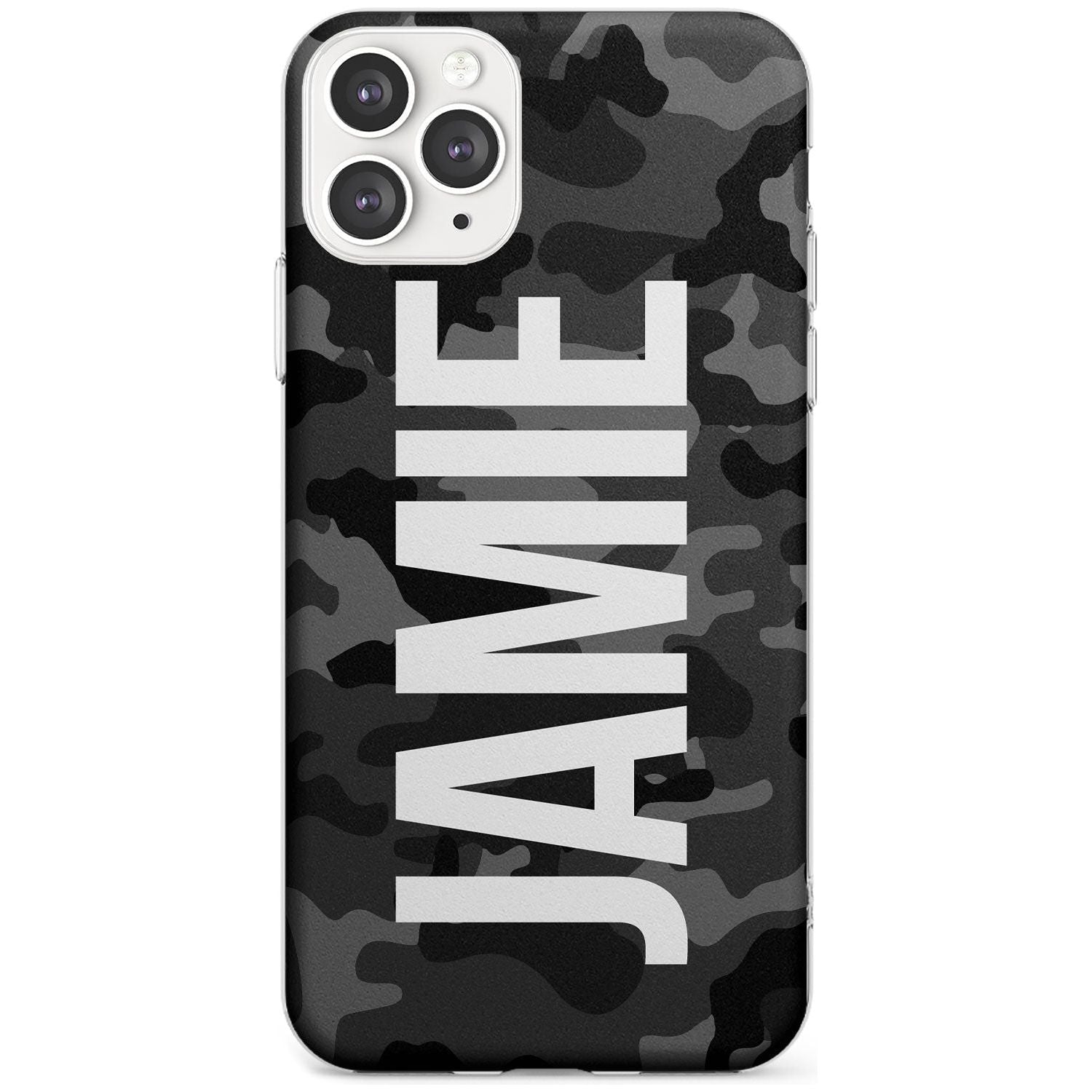 Vertical Name Personalised Black Camouflage Slim TPU Phone Case for iPhone 11 Pro Max