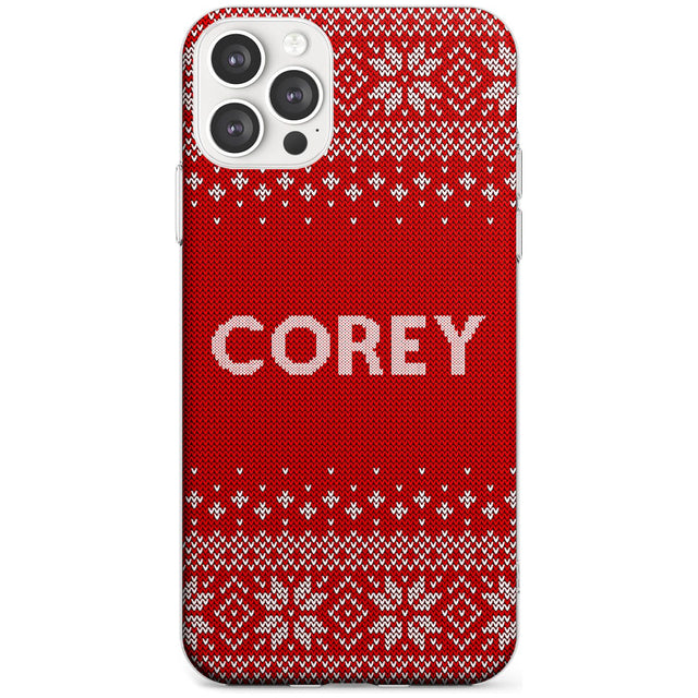 Personalised Red Christmas Knitted Jumper Slim TPU Phone Case for iPhone 11 Pro Max