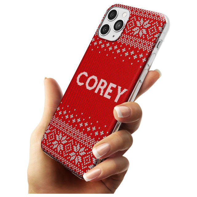 Personalised Red Christmas Knitted Jumper Slim TPU Phone Case for iPhone 11 Pro Max