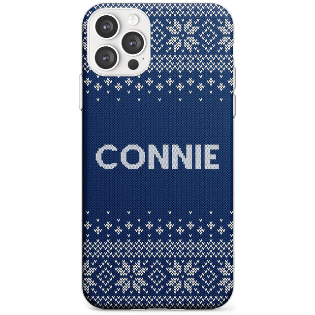 Personalised Blue Christmas Knitted Jumper Slim TPU Phone Case for iPhone 11 Pro Max