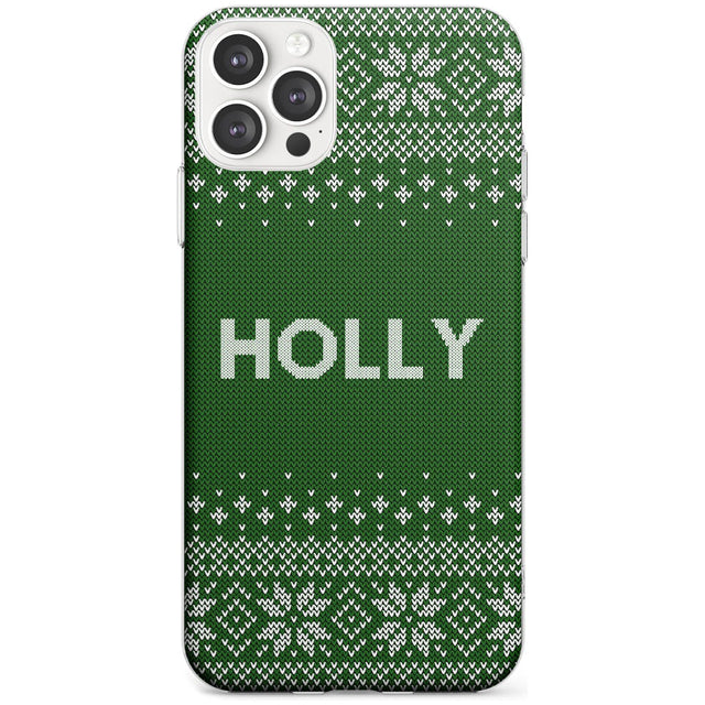 Personalised Green Christmas Knitted Jumper Slim TPU Phone Case for iPhone 11 Pro Max