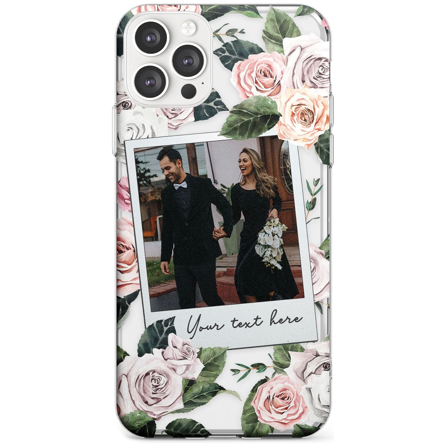 Floral Instant Film Black Impact Phone Case for iPhone 11 Pro Max