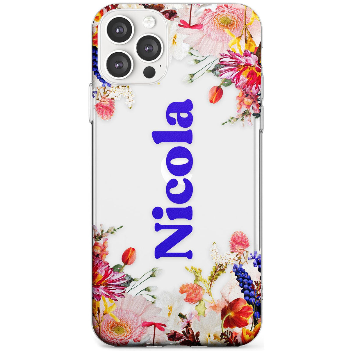 Custom Text with Floral Borders Black Impact Phone Case for iPhone 11 Pro Max