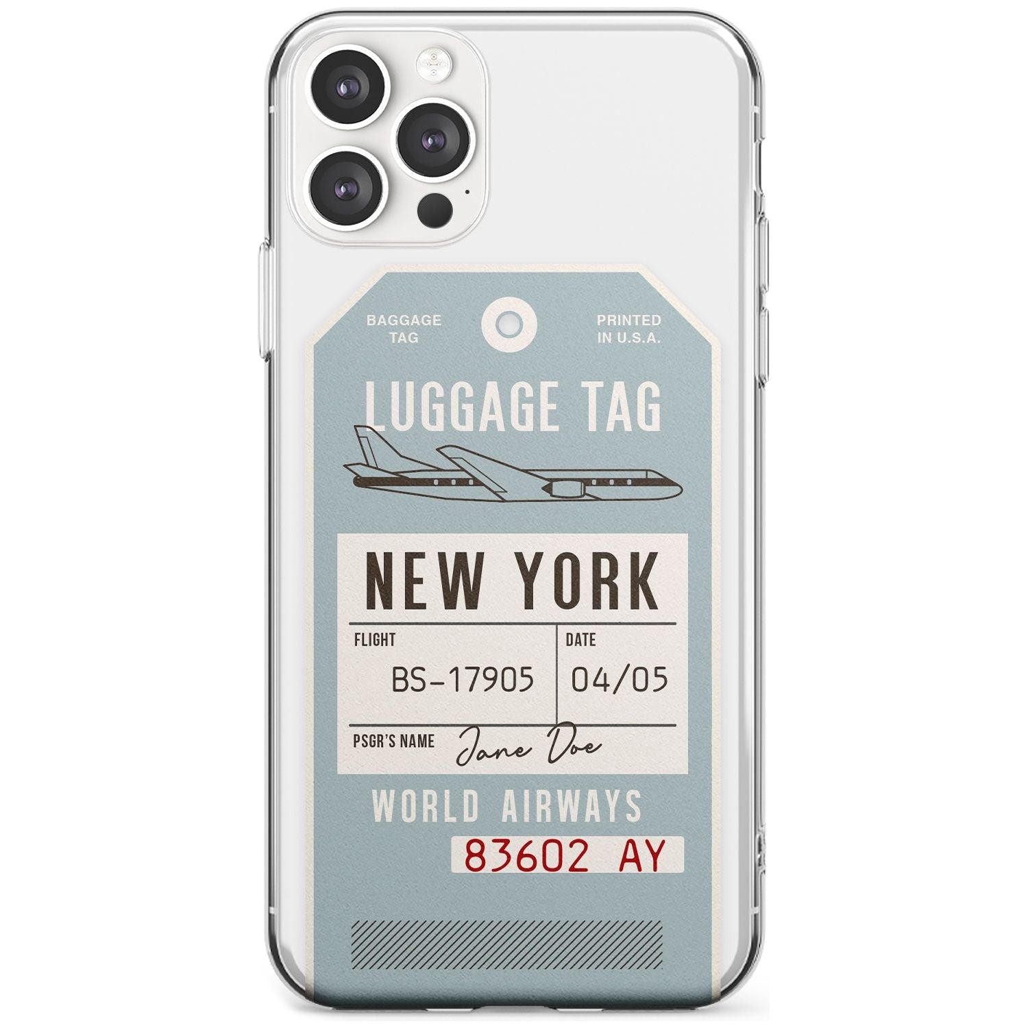 Custom Vintage USA Luggage Tag Black Impact Phone Case for iPhone 11 Pro Max