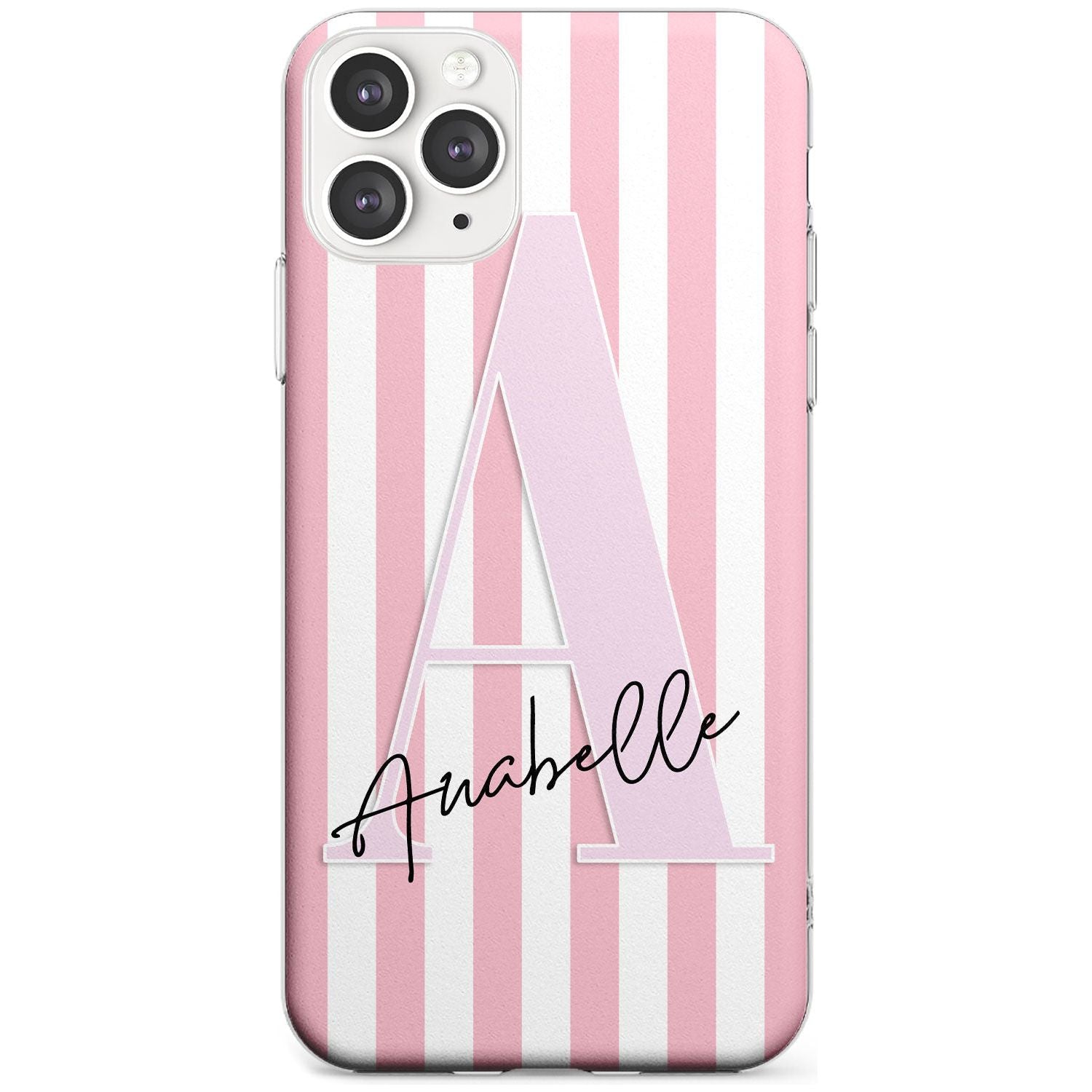 Pink Stripes & Large Monogram iPhone Case  Slim Case Custom Phone Case - Case Warehouse
