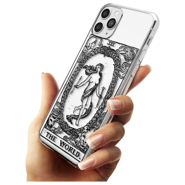 The World Tarot Card - Transparent Black Impact Phone Case for iPhone 11 Pro Max