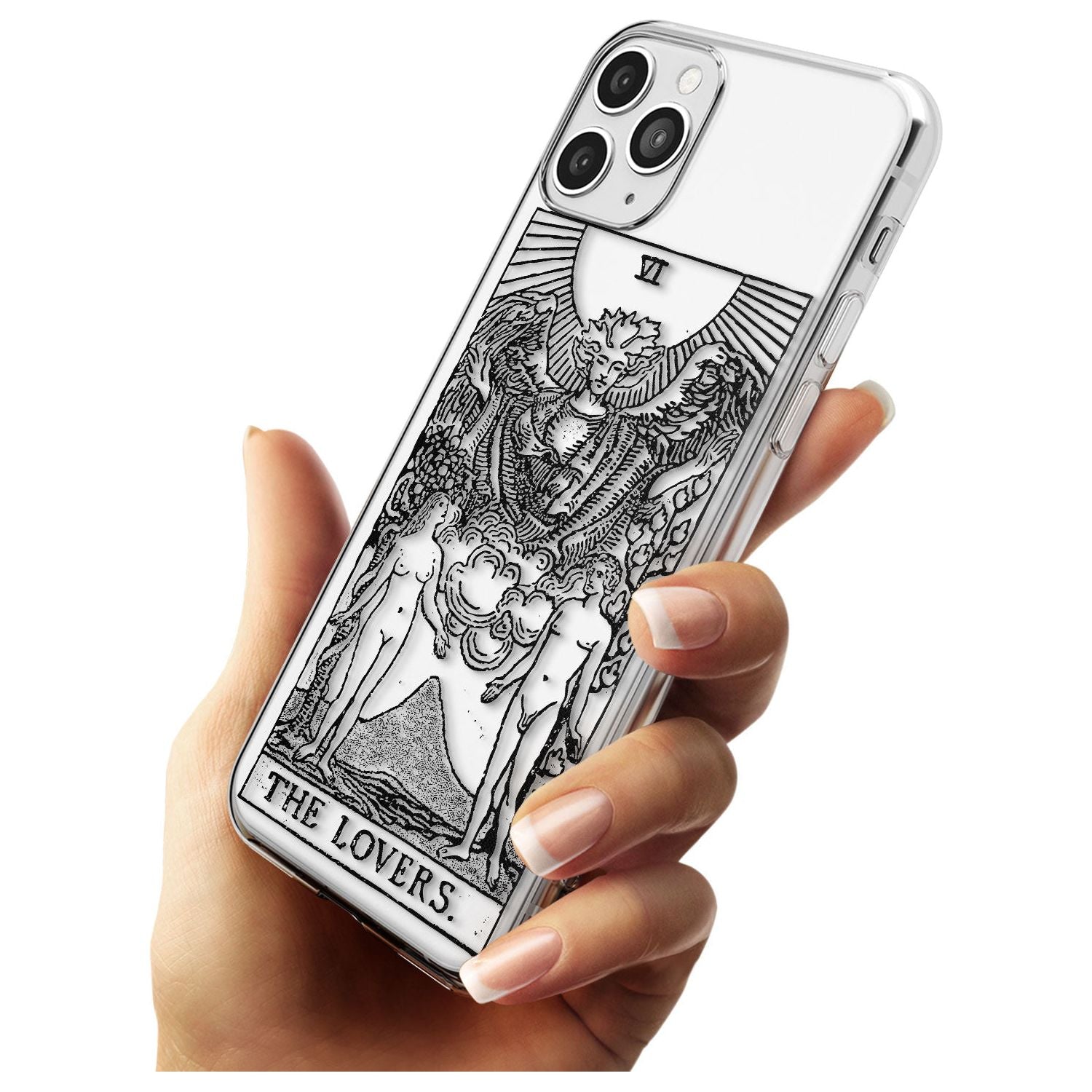 The Lovers Tarot Card - Transparent Black Impact Phone Case for iPhone 11 Pro Max