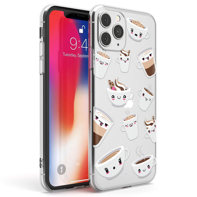 Coffee Faces Phone Case iPhone 11 Pro Max / Clear Case,iPhone 11 Pro / Clear Case,iPhone 12 Pro Max / Clear Case,iPhone 12 Pro / Clear Case Blanc Space