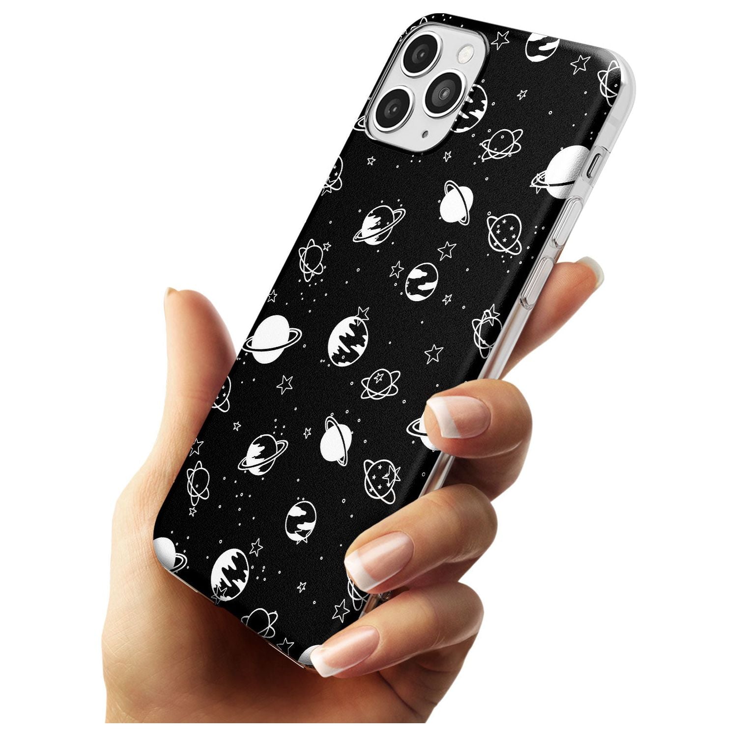 White Planets on Black Black Impact Phone Case for iPhone 11 Pro Max
