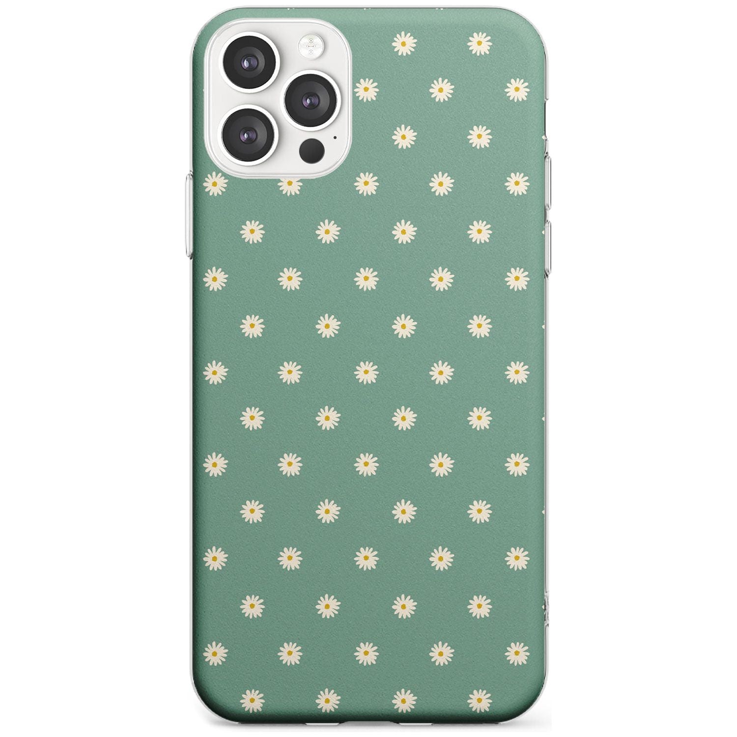 Daisy Pattern - Teal Cute Floral Daisy Design Black Impact Phone Case for iPhone 11 Pro Max