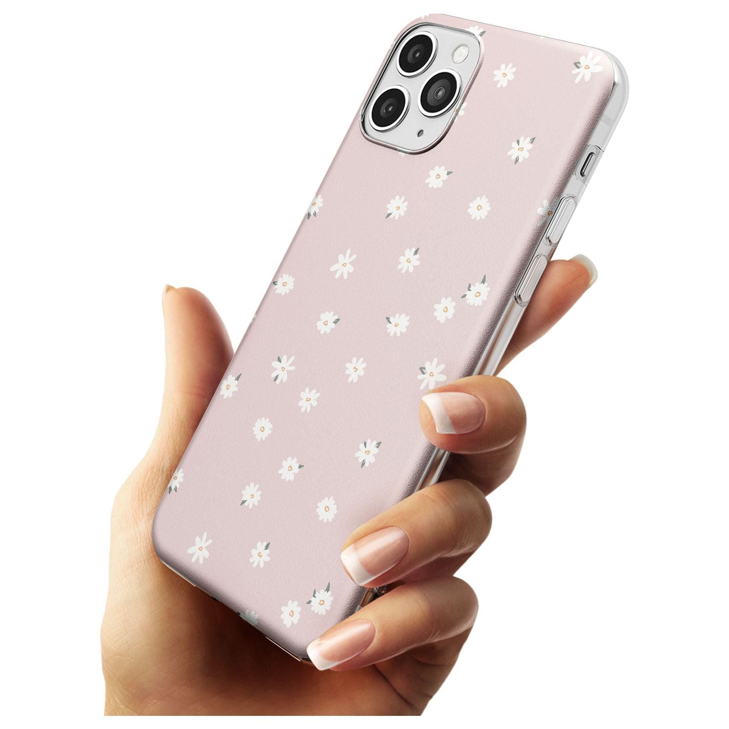Painted Daises on Pink - Cute Floral Daisy Design Black Impact Phone Case for iPhone 11 Pro Max