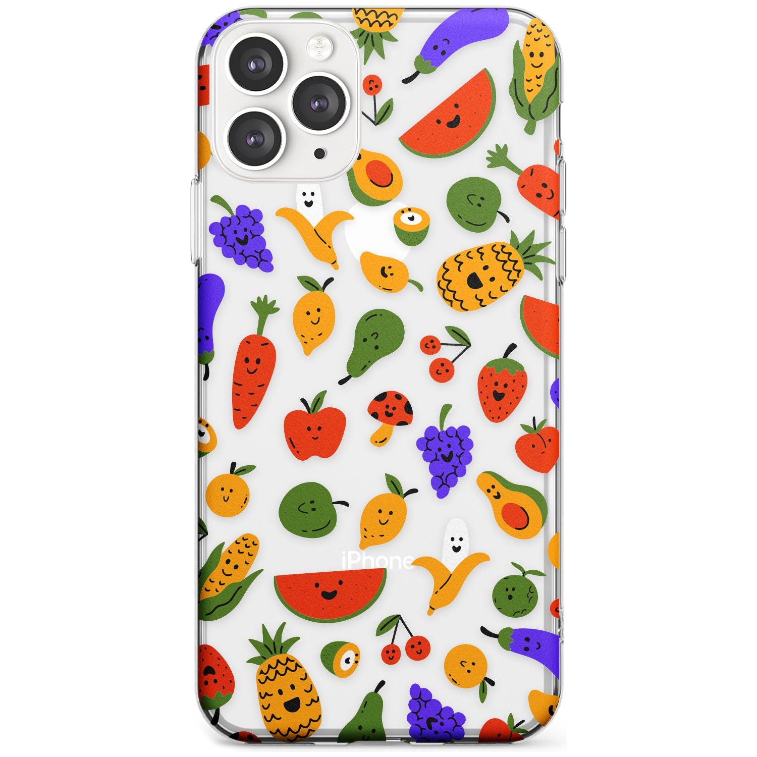 Mixed Kawaii Food Icons - Clear iPhone Case Slim TPU Phone Case Warehouse 11 Pro Max