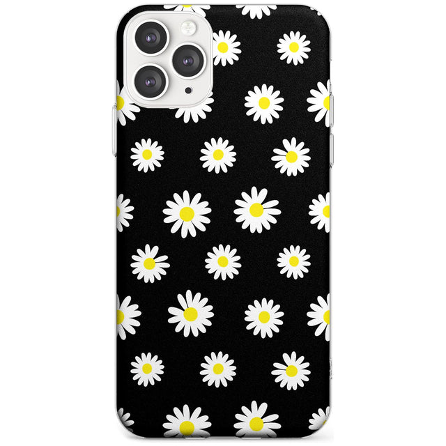 White Daisy Pattern (Black) Slim TPU Phone Case for iPhone 11 Pro Max