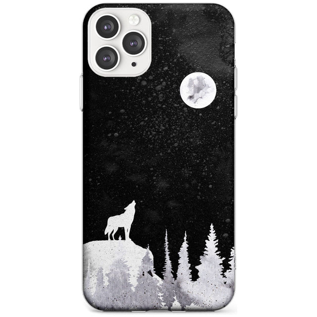 Moon Phases: Wolf & Full Moon Phone Case iPhone 11 Pro Max / Clear Case,iPhone 11 Pro / Clear Case,iPhone 12 Pro Max / Clear Case,iPhone 12 Pro / Clear Case Blanc Space