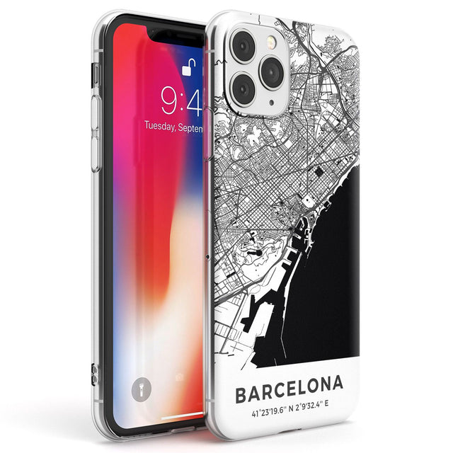 Map of Barcelona, Spain Phone Case iPhone 11 Pro Max / Clear Case,iPhone 11 Pro / Clear Case,iPhone 12 Pro Max / Clear Case,iPhone 12 Pro / Clear Case Blanc Space
