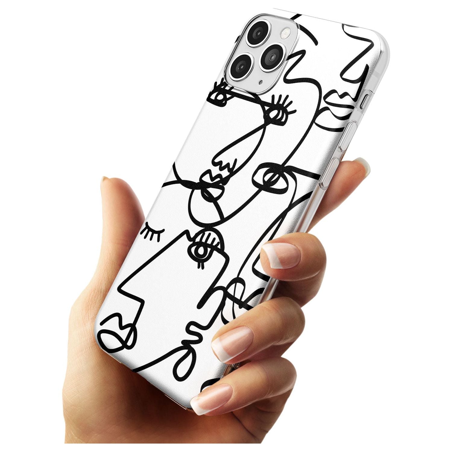 Continuous Line Faces: Black on White Black Impact Phone Case for iPhone 11 Pro Max