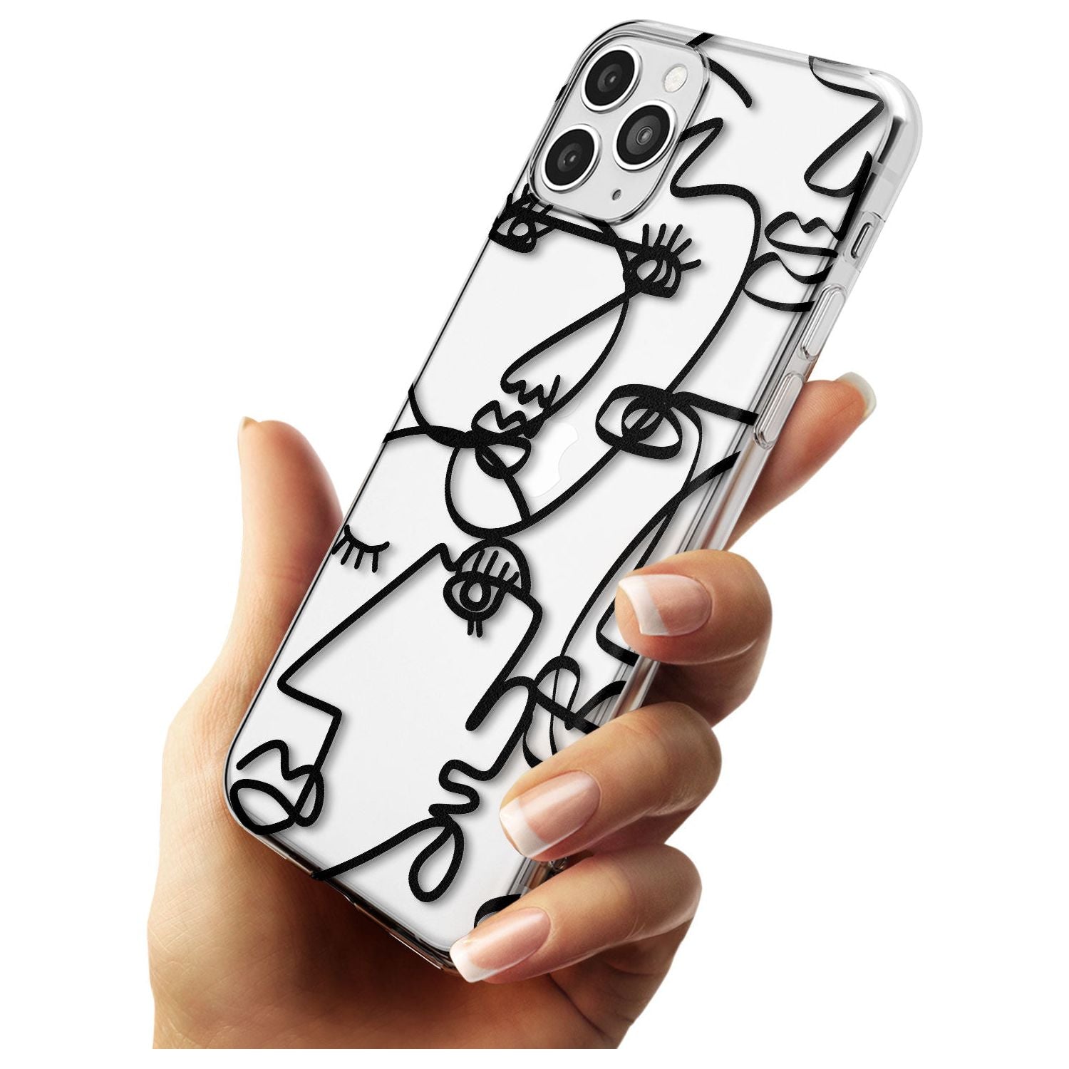 Continuous Line Faces: Black on Clear Black Impact Phone Case for iPhone 11 Pro Max