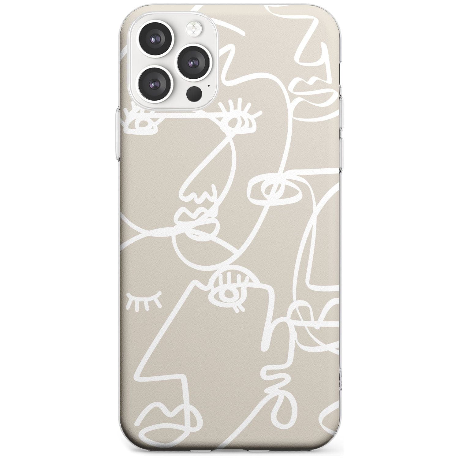 Continuous Line Faces: White on Beige Black Impact Phone Case for iPhone 11 Pro Max