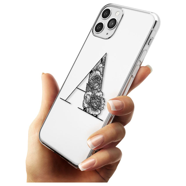 Floral Monogram Letter Black Impact Phone Case for iPhone 11 Pro Max